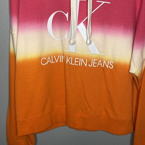 Calvin Klein Jeans Monogram Logo Tie Dye Color Block Hoodie Size Large - Picture 5 of 8